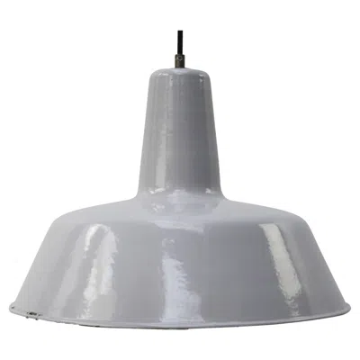Pre-owned Philips Dutch Grey Enamel Vintage Industrial Factory Pendant Light By  In Gray