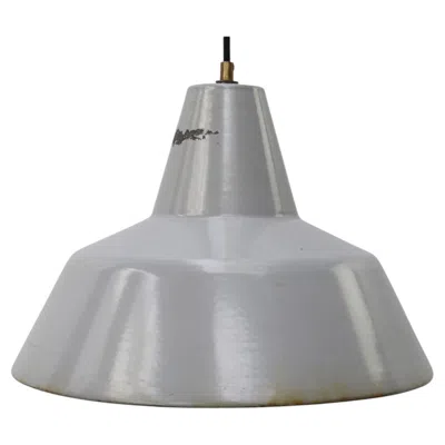 Pre-owned Philips Dutch Grey Enamel Vintage Industrial Factory Pendant Lights By  In Gray