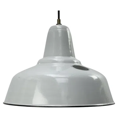 Pre-owned Philips Dutch Grey Enamel Vintage Industrial Factory Pendant Lights By  In Gray