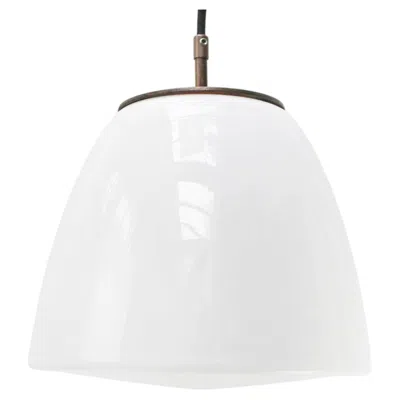 Pre-owned Philips Early 20th Century White Opaline Brass Top Pendant Lights By , Holland
