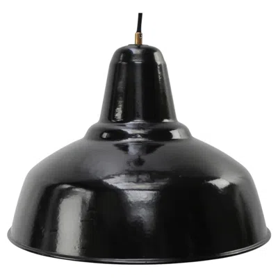 Pre-owned Philips Early Vintage Dutch Industrial Black Enamel Pendant Lights By  Holland