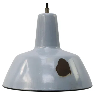 Pre-owned Philips Grey Enamel Vintage Industrial Hanging Lamp Pendant By  In Gray