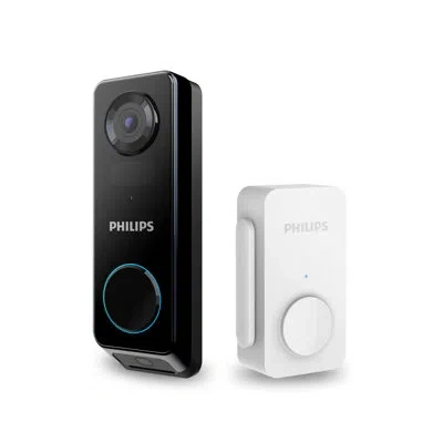 Philips Home Access 2k Dual-cam Video Doorbell In Matte Black
