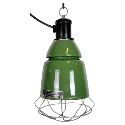Pre-owned Philips Industrial Green Enamel Cage Pendant Lamp From , 1960s