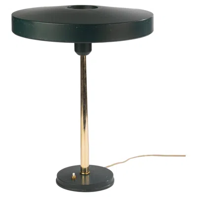 Pre-owned Philips Mid 20th Century Table Lamp -  - Brass And Metal - Green Patina