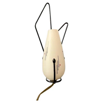 Pre-owned Philips Mid Century  Opaline Glass Sconce Wall Lamp With Black Frame, 1970s