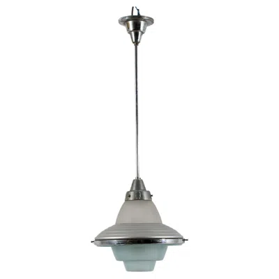 Pre-owned Philips Mid-century L. Kalff For  Metal And Glass Suspension Lamp 50s Netherlands In Transparent