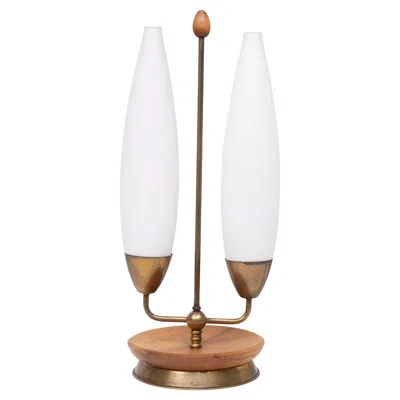 Pre-owned Philips Mid-century Modern  Table Lamp, Teak & Brass, 1950s In Brown