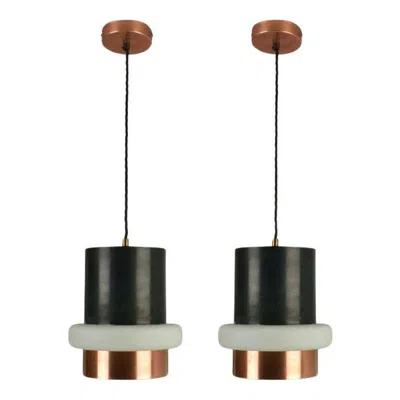 Pre-owned Philips Modernist Pendant Lamps By Louis Kalff, Black Metal & Glass