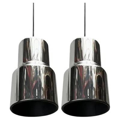 Pre-owned Philips Set Of 2 Mid-century Space Age Model Mdk 031 Metal Pendant Lamps, 1960s In Black