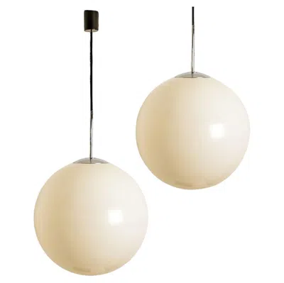 Pre-owned Philips Two Large  Vintage Plastic Globe Pendant Light, 1970s In Sand