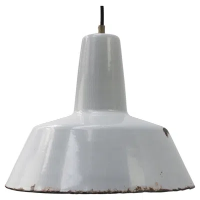 Pre-owned Philips Vintage Dutch Industrial Gray Enamel Hanging Lamp Pendant By