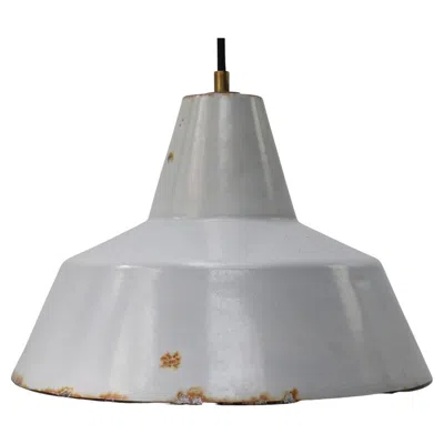 Pre-owned Philips Vintage Dutch Industrial Gray Enamel Hanging Lamp Pendant By
