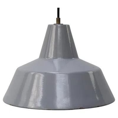 Pre-owned Philips Vintage Dutch Industrial Gray Enamel Hanging Lamps Pendants By