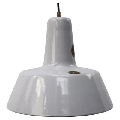 Pre-owned Philips Vintage Dutch Industrial Grey Enamel Hanging Lamps Pendants By  In Gray