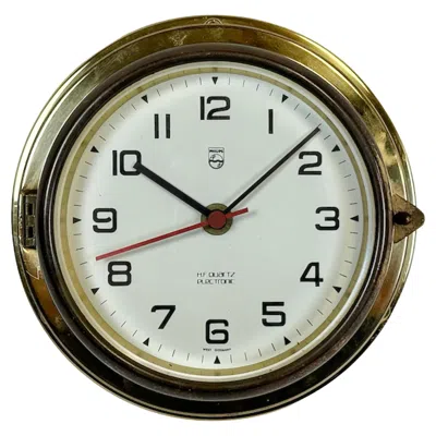 Pre-owned Philips Vintage German Brass Ship Clock From , 1970s In Gray