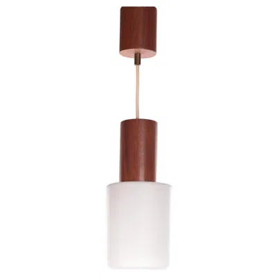 Pre-owned Philips Vintage Louis Kalff Hanging Lamp Teak / Opal Glass, 1950s In Brown