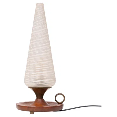 Pre-owned Philips Vintage  Table Lamp, Teak Base & Brass Details, 1960s In Brown