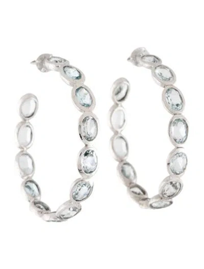 Pre-owned Phillip Gavriel 11.84ct Topaz Hoop Earrings In Multicolor