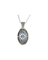 Phillip Gavriel 18k & Silver Blue Topaz Dragonfly Pendant Necklace