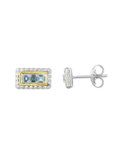 PHILLIP GAVRIEL PHILLIP GAVRIEL 18K & SILVER LIGHT SWISS BLUE TOPAZ STUDS