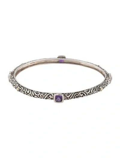 Pre-owned Phillip Gavriel Amethyst Bangle, 8" In Multicolor