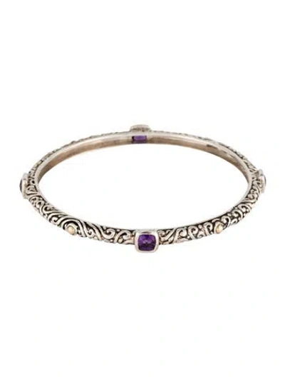 Pre-owned Phillip Gavriel Amethyst Bangle Bracelet, 8" In Multicolor