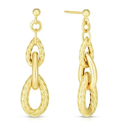 Pre-owned Phillip Gavriel Designer 14k Yellow Gold Drop Earrings Teardrop Shiny Corrugated