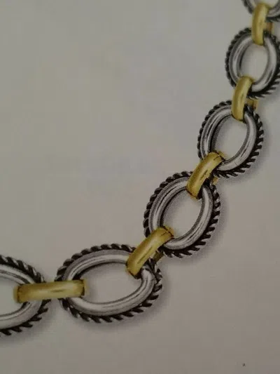 Pre-owned Phillip Gavriel Designer Oval Link Toggle Necklace 18k Gold Sterling Silver 18"