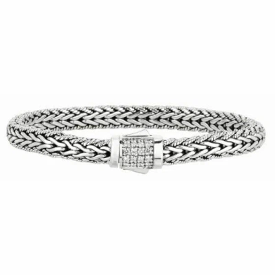 Pre-owned Phillip Gavriel Designer White Sapphire Bracelet Weave Design 7.50" Or 8.25"