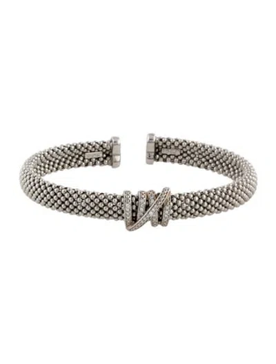 Pre-owned Phillip Gavriel Diamond Prosecco Tally Cuff Bracelet, 6.75" In Multicolor