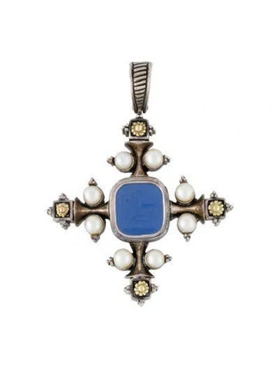 Pre-owned Phillip Gavriel Pearl & Glass Intaglio Pendant In Multicolor