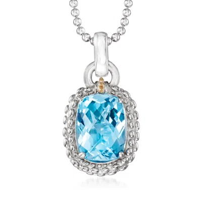 Phillip Gavriel "popcorn" 6.00 Carat Blue Topaz Pendant Necklace In Sterling Silver With 18kt Yellow Gold In Silver,gold