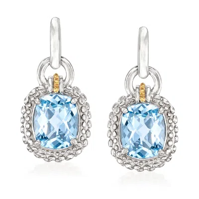 Phillip Gavriel "popcorn" 6.00 Ct. T.w. Blue Topaz Drop Earrings In Sterling Silver With 18kt Yellow Gold In Silver,gold