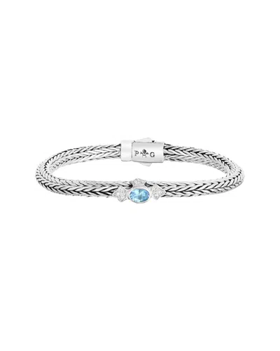 Phillip Gavriel Silver 0.19 Ct. Tw. Blue Topaz Woven Bracelet In Metallic