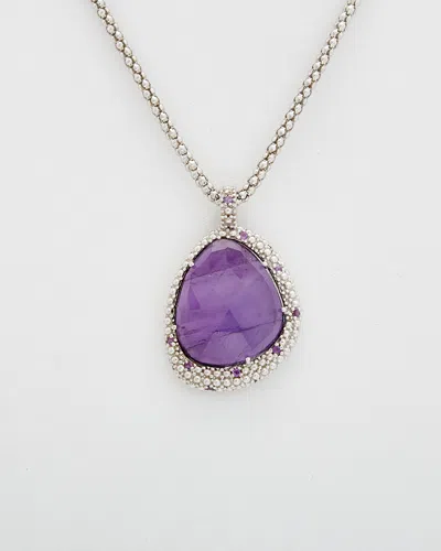 Phillip Gavriel Silver Amethyst Necklace In Purple