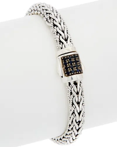 Phillip Gavriel Silver Black Sapphire Woven Bracelet In Metallic