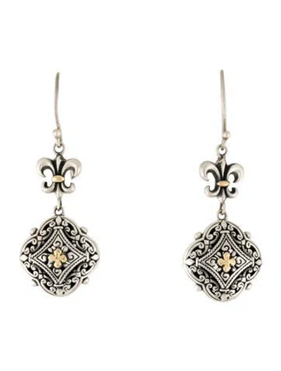 Pre-owned Phillip Gavriel Two-tone Fluer De Lis Drop Earrings In Multicolor