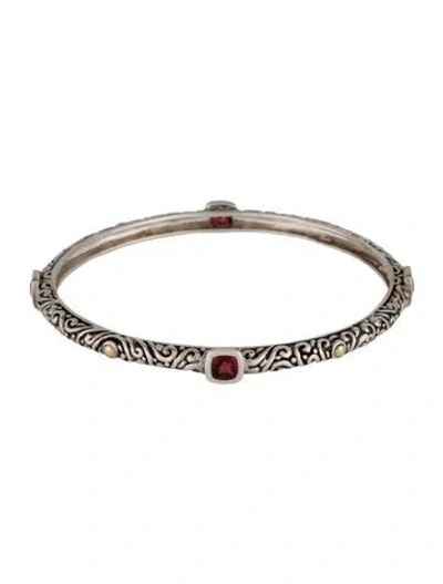Pre-owned Phillip Gavriel Two-tone Garnet Bangle, 8" In Multicolor