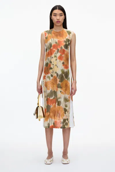 3.1 Phillip Lim Blurred Marigold Slip Dress W Satin Combo In Marigold Multi