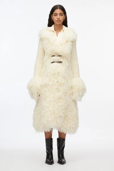 3.1 Phillip Lim Boucle Fringe Knit Coat In White
