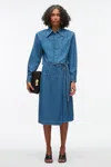 3.1 Phillip Lim Chambray Cropped Shirt With Shoulder Pads In Indigo