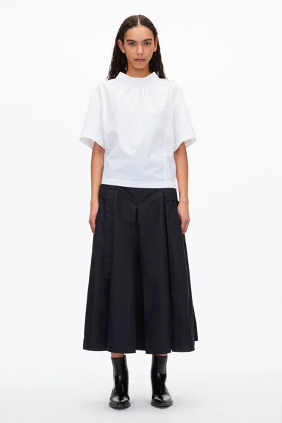 3.1 Phillip Lim Cocoon Roll Collar Poplin Top In Midnight
