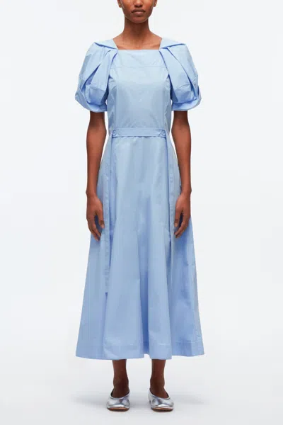 3.1 Phillip Lim Collapsed Bloom Short Sleeve Belted Dress In Oxford Blue