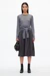 3.1 Phillip Lim Gray Combo Pleated Midi Dress In Taupe