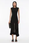 3.1 Phillip Lim Compact Rib Dress With Chiffon Skirt In Black