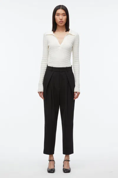 3.1 Phillip Lim Cropped Pleated Tuxedo Trousers In Black