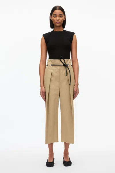 3.1 Phillip Lim Cropped Wide Leg Origami Trousers In Khaki