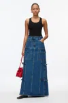 3.1 Phillip Lim Denim Cargo Maxi Skirt In Vintage Blue