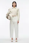 3.1 Phillip Lim Denim Cropped Shirt With Shoulder Pads In Ecru